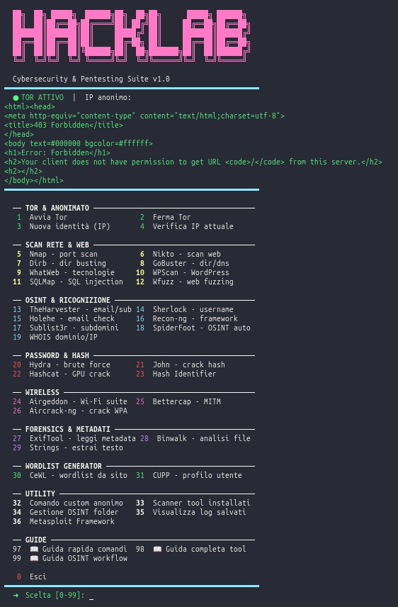 Cybersecurity Toolkit - copertina progetto
